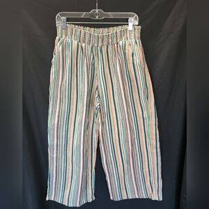 Joyspun Pants | Striped Gauze Wide Leg Pull On | Womens L 12-14